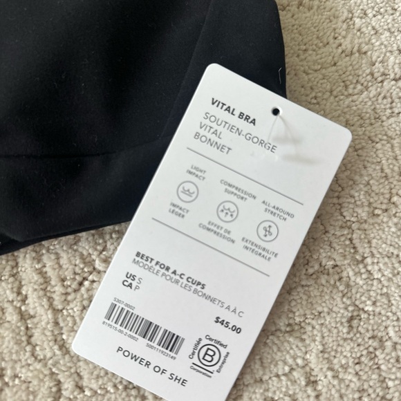 Athelta Vital Black Women's Sports Bra NWT - Picture 5 of 6